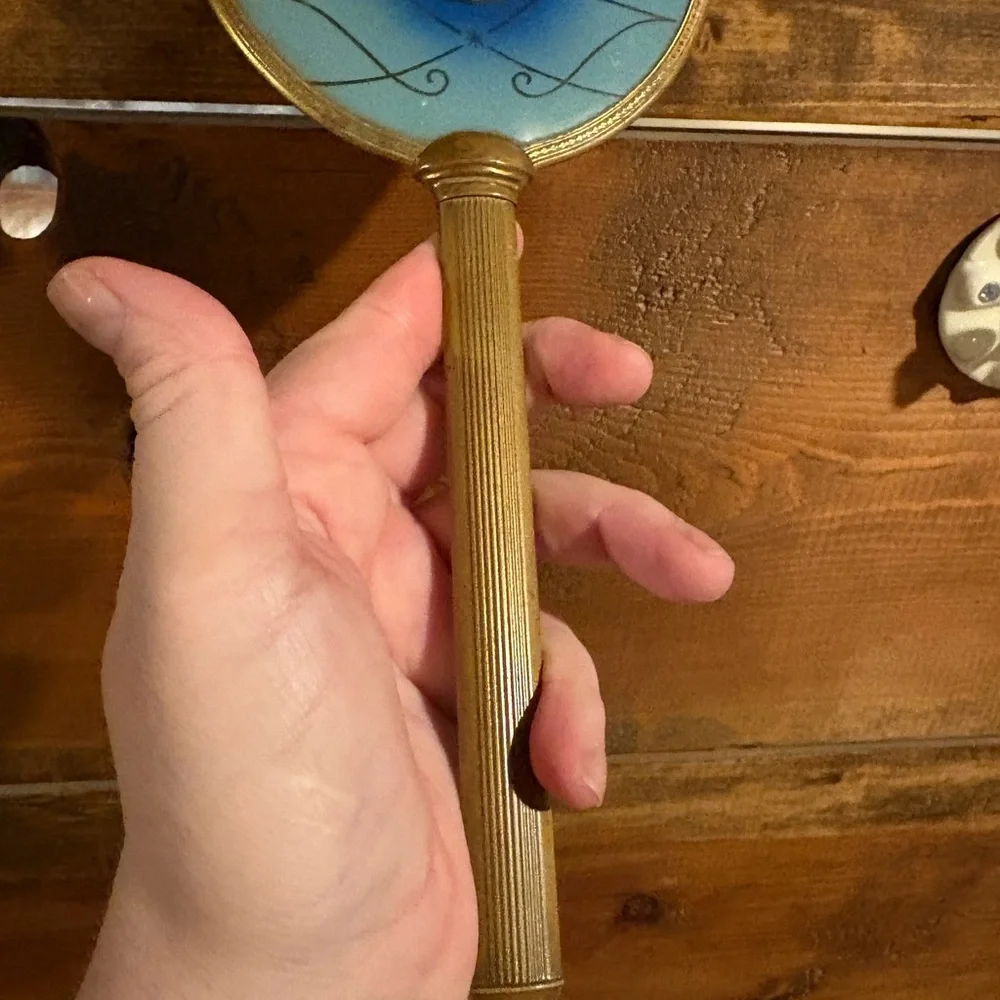 Vintage Brass Handheld French Design Mirror